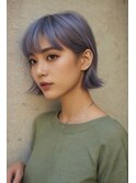 外はねボブ×青みラベンダーアッシュ