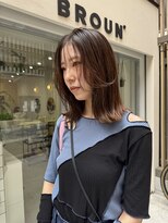 ブラウン(BROUN)&nbsp;顔周りレイヤー透明感ベージュカラー