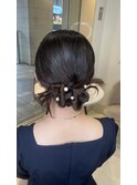 デジタルパーマチェリーブラウンヘアセット結婚式