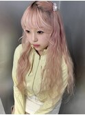 くびれヘア/アプリコットオレンジ/夏のヘアアレンジ/梅田