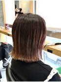 調布レディースブリーチ&ダブルカラーインナーカラーボブ前髪
