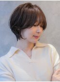大人可愛い20代30代40代黒髪前下がりショートボブ丸みショート◎