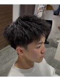 カジュアル刈り上げツイストシースルーマッシュ