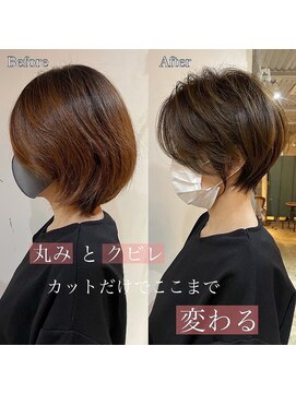 髪質改善と縮毛矯正の専門店 サンティエ(scintiller) 大人綺麗な小顔襟足スッキリショートボブ 30代40代50代