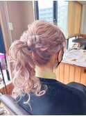 編み込みポニーテール