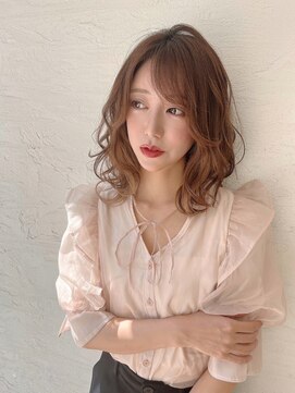 オーロ 西大寺店(ORO) ピンクブラウンの抜け感ミディ