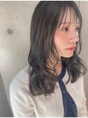 斜めバング/グレージュカラー/デザインカラー/シルキーベージュ