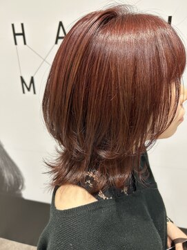 ハルキミナト ジャパン ヨコハマ(HARUKI MINATO japan YOKOHAMA) レッドブラウンカラー　ミディアムレイヤー　　20代、30代女性