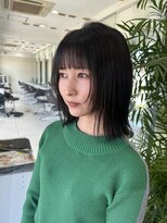 ハピネス 西大寺店(Happiness)&nbsp;ぱつっとボブ/顔周りレイヤー/フェイスレイヤー/ぱっつん前髪