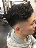 かき上げヘア七三ヘアツーブロックメンズ波巻きスパイラルパーマ