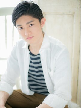 モッズヘア 福岡天神店 mod's天神/ダークアッシュブラック七三分け大人メンズショートa