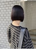 バイオレットカラーのぱっつんボブ