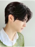 韓国ヘアコンマバング韓国マッシュセンターパートフェザーパーマ
