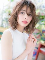 カバーヘア ブリス 大宮西口(COVER HAIR bliss)&nbsp;小顔ゆるふわミディアムウルフココアブラウンc7大宮20代30代40代