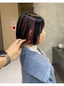 ボブ×アンブレラカラー#白髪ぼかし#ブリーチカラー#推しカラー