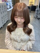 スティル カラン(STILL calin) 韓国ヘアロングレイヤーカットミルクティーベージュ前髪カット