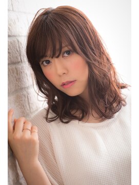 エルデ ナインズ ヘアー スタンド 川口店(elde 9's HAIR STAND) 21モーブカラーのワイドバングで大人かわいいくびれミディ 川口