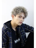 ネイビー(NAVY)&nbsp;シルバーベージュ ダブルブリーチカラー グレージュ アッシュ