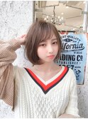 大人かわいい/モテショートボブ/ココアブラウン/デザインカラー