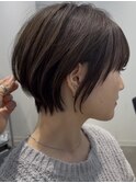 小顔ヘア簡単スタイリングマッシュショートニュアンスカラー