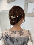 ボブアレンジ結婚式参列お呼ばれヘアセットシニヨンお団子ヘア