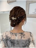 ボブアレンジ結婚式参列お呼ばれヘアセットシニヨンお団子ヘア
