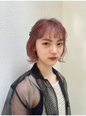 ピンクパープル　アレンジヘア　ボブ