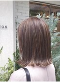 小顔ナチュラルレイヤーボブ/ハイライト/オリーブブラウン