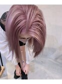 6570ベビーピンク艶髪ハイトーンカラーホワイトピンク韓国ボブ