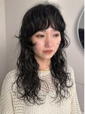 デジタルパーマレイヤーカット顔周り前髪ミディアムロング/渋谷