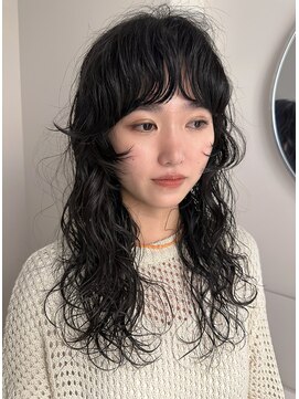 フィルムス 渋谷(FILMS) デジタルパーマレイヤーカット顔周り前髪ミディアムロング/渋谷