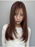 レイヤー/ハッシュ/暖色/赤/ピンク/チェリー/艶感/ツヤ/ロング/