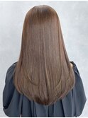 ロング暗めカラー顔周りレイヤーオリーブベージュ_ba475942
