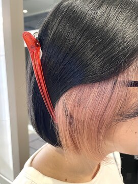 シェル 津山の手店(shel) 10代20代30代インナーピンクカラー顎ラインボブ