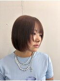 20代30代ミニボブ前髪あり前髪なし顔周りレイヤーカットオリーブ