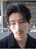 心斎橋フェザーパーマフェザーショートセンターパート20代緩め 