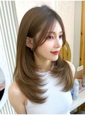 【島田佑】ミディアムレイヤーカットグレージュ顔周りカット