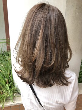 リコ(Lico) ハイライト×グレージュ×外ハネミディアム