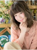 大人かわいいカーキベージュくせ毛風セミディc5志木20代30代40代