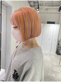 アンブレラカラーオレンジボブ丸みボブ可愛い