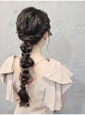 サイド編みコテ巻き編み下ろし