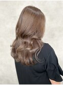 ハイライトカラーくびれヘアアプリコットオレンジ