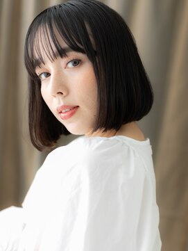 モッズヘア 越谷(mod's hair) シースルー前髪黒髪アッシュ美髪切りっぱなしボブX越谷30代40代