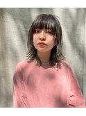 ミディアムウルフ　カジュアルウルフ　インナーカラー