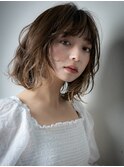 大人ガーリーハイライトくせ毛風ボブパーマy川口10代20代30代!