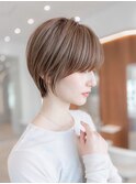 大人かわいい前髪セシルカットココアブラウンフリンジウェーブ
