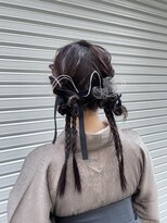 アオ(AO。)&nbsp;ツインアレンジ/三つ編みアレンジ/着物ヘア/水引きヘア