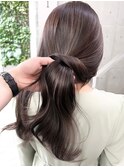 ハイライト白髪ぼかしダブルカラーインナーカラーショートボブ