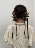 ロープ編み込み×三つ編みツインアレンジヘア