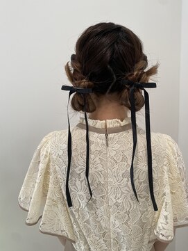 シェリッシュルーチェ(Sheriche luce) ロープ編み込み×三つ編みツインアレンジヘア